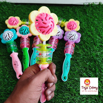 Flower Rattle with Spiral Rings - Pack of 1 Rattle