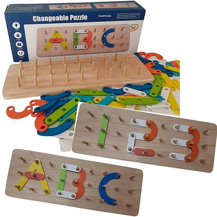 Changeable Puzzle | Wooden Shape Construction Activity Set, Fine Motor Skills, Hand Eye Coordination, Cognitive Development