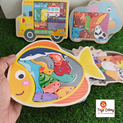 3D - Wooden Learning Shape Boards (Pack of 1 Board)