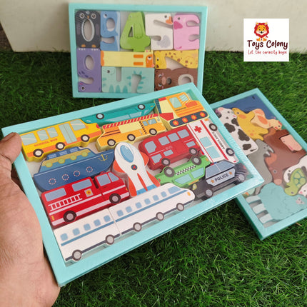 3D - Wooden Puzzle Learning Board - Rectangle