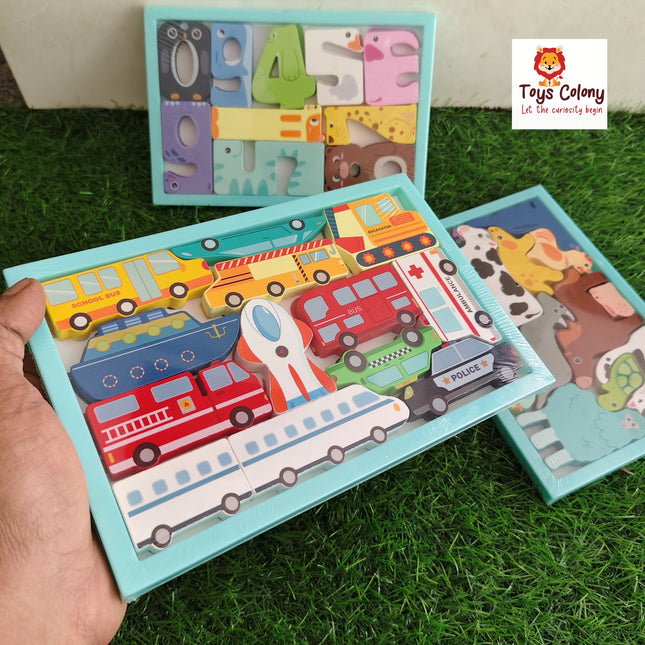 3D - Wooden Puzzle Learning Board - Rectangle