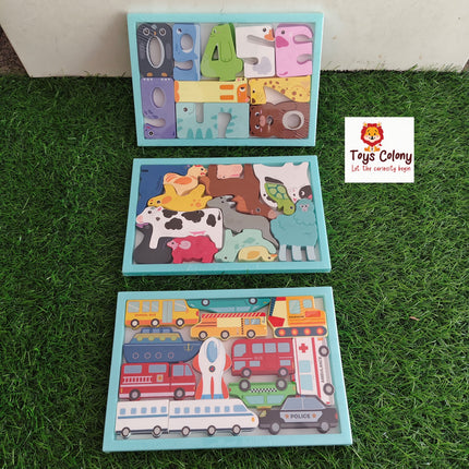 3D - Wooden Puzzle Learning Board - Rectangle