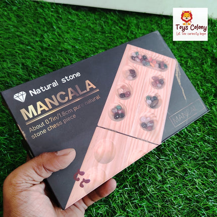 Wooden Board Game with Natural Stones