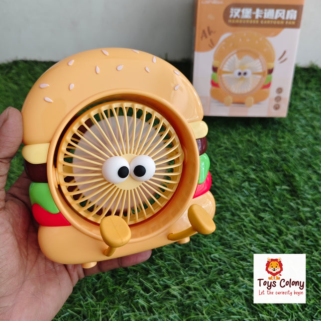 Keep Cool with a Fun Twist – Burger Theme Rechargeable Fan