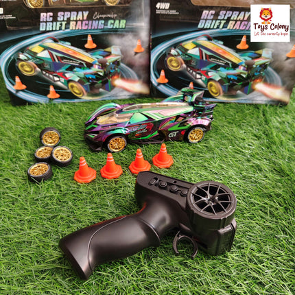 Spray Drift Stunt Car with Traffic Cones & Extra Wheels