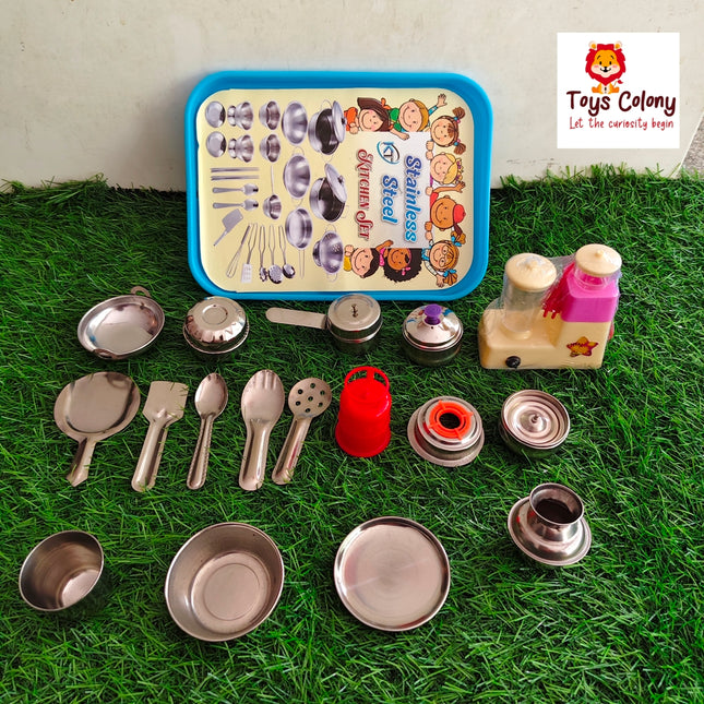 Kids Stainless Steel Cooking Set – Little Chef's Favorite Kitchen Playset