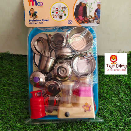 Kids Stainless Steel Cooking Set – Little Chef's Favorite Kitchen Playset