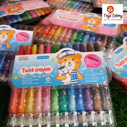 Crayons for Kids, Set of 12 Colors, Retractable, Non-Toxic & Multi-color