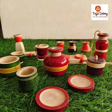 Wooden Gas Cooking Set for Kids – Pretend Play Kitchen Toy