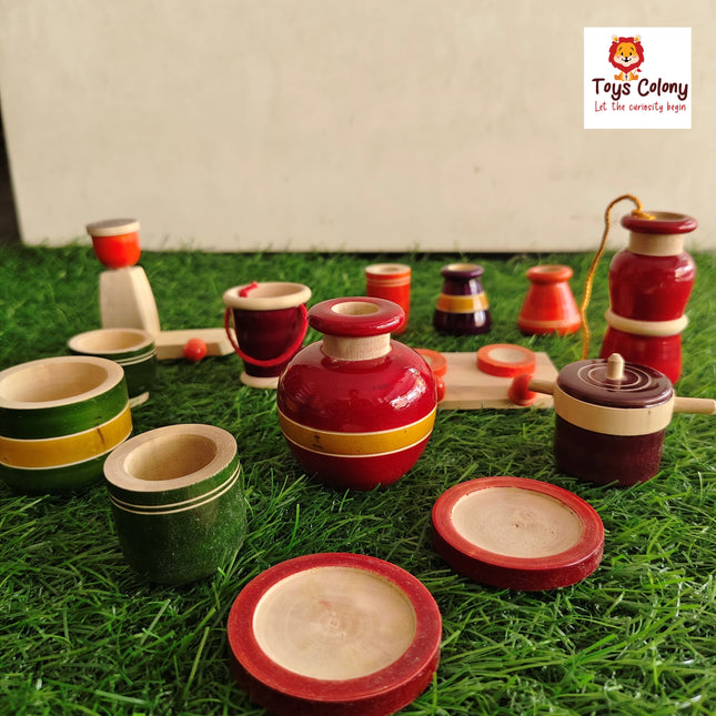 Wooden Gas Cooking Set for Kids – Pretend Play Kitchen Toy