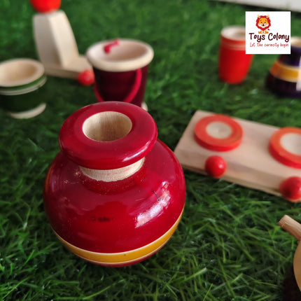 Wooden Gas Cooking Set for Kids – Pretend Play Kitchen Toy