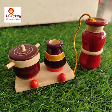 Wooden Gas Cooking Set for Kids – Pretend Play Kitchen Toy