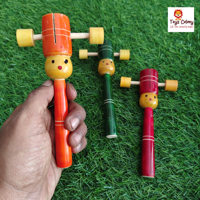 Wooden Head Rattle (Pack of 1 Rattle)