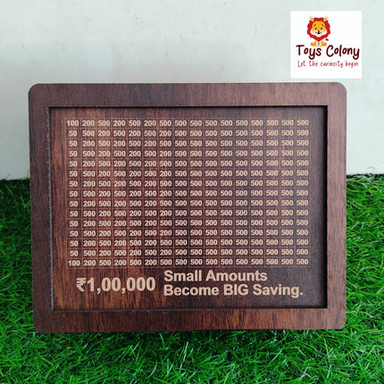 Wooden Money Bank with Currency Denomination