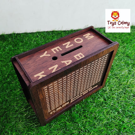 Wooden Money Bank with Currency Denomination