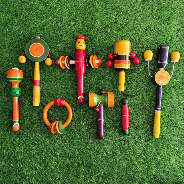 Wooden Rattles Combo Pack - 8