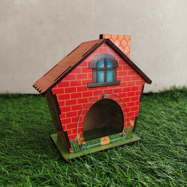 Wooden House-Shape Money Saving Bank | Coin Bank for Kids & Adults