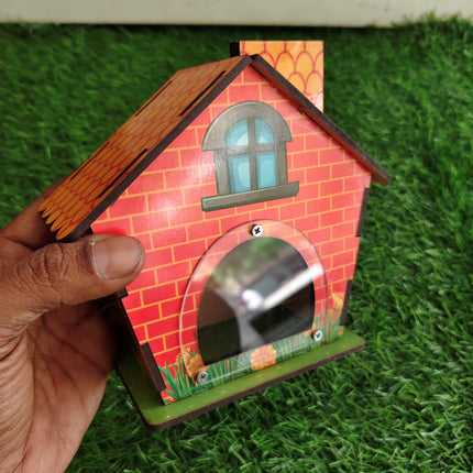 Wooden House-Shape Money Saving Bank | Coin Bank for Kids & Adults