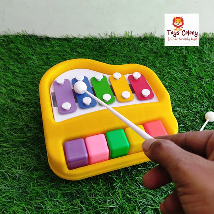 Non-Battery 2 in 1 Mini Piano and Xylophone Toy with Colorful Keys & 2 Mallets