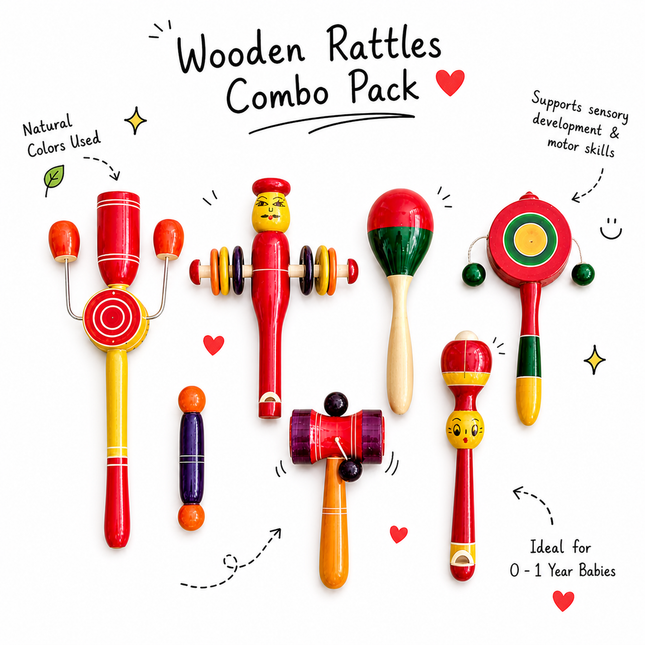 Wooden Rattles Combo Pack - 10