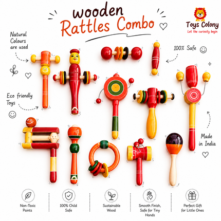 Wooden Rattles Combo Pack - 12